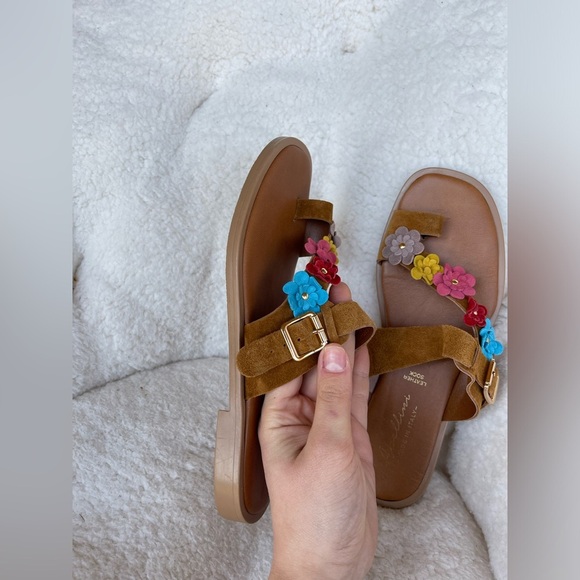 Stylish Floral Leather Sock Sandals in Brown and Multicolor by Avellino Women's - Picture 8 of 12